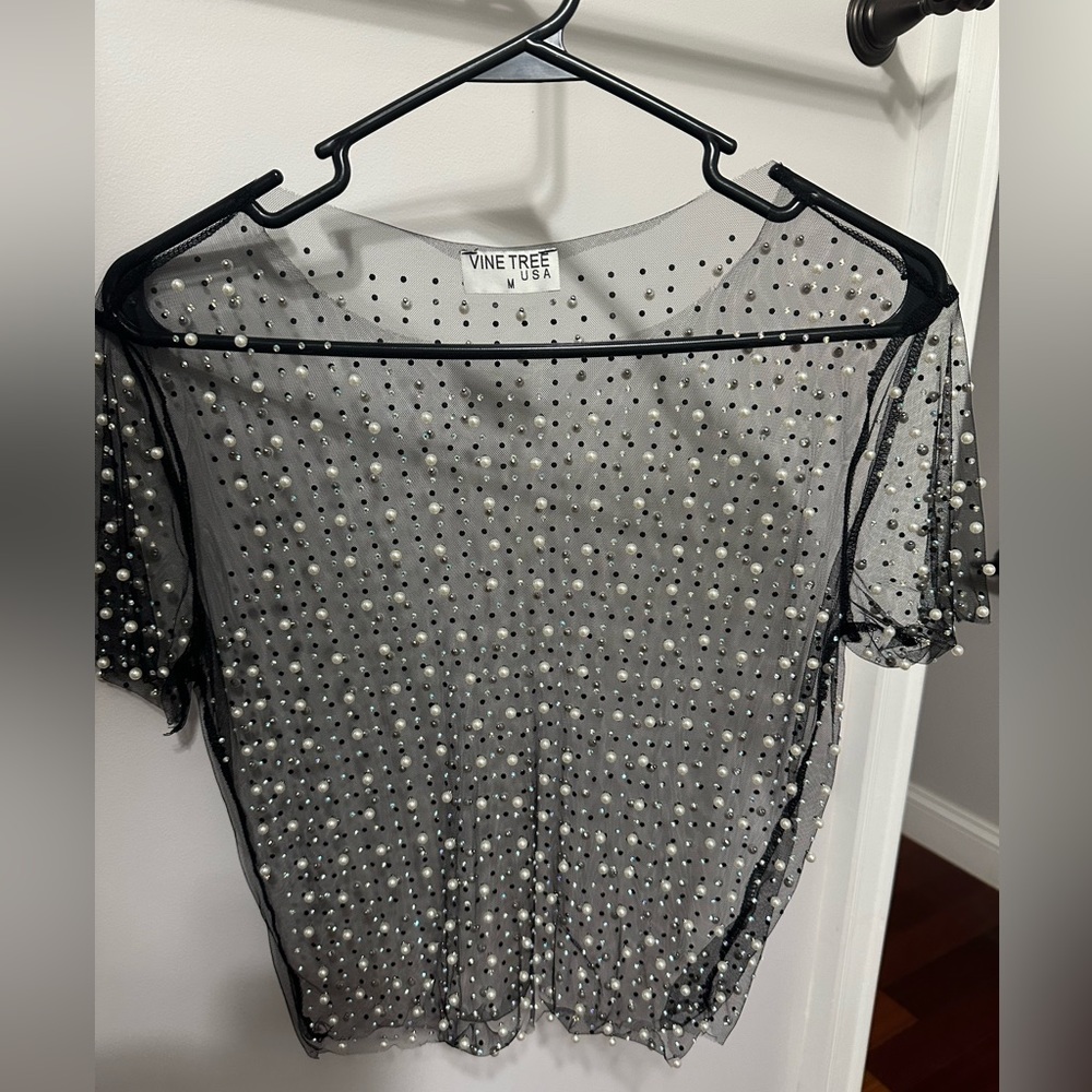 Mesh Beaded Top